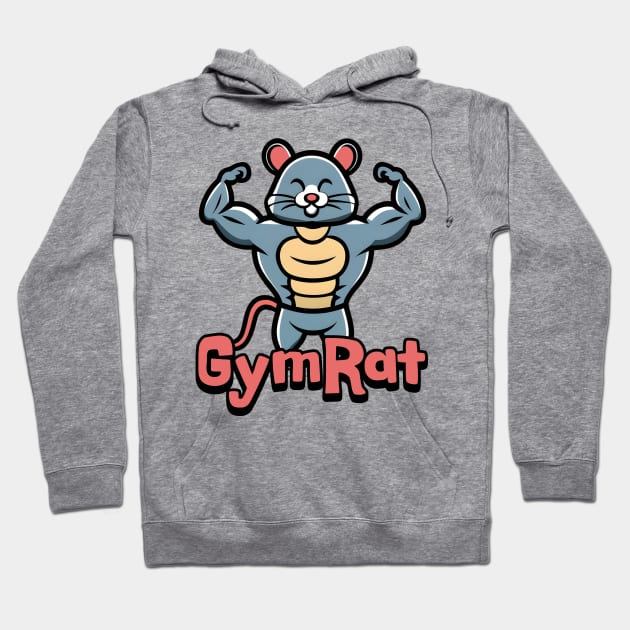 Gymrat Cute Muscular Rat Hoodie by Cute And Punny